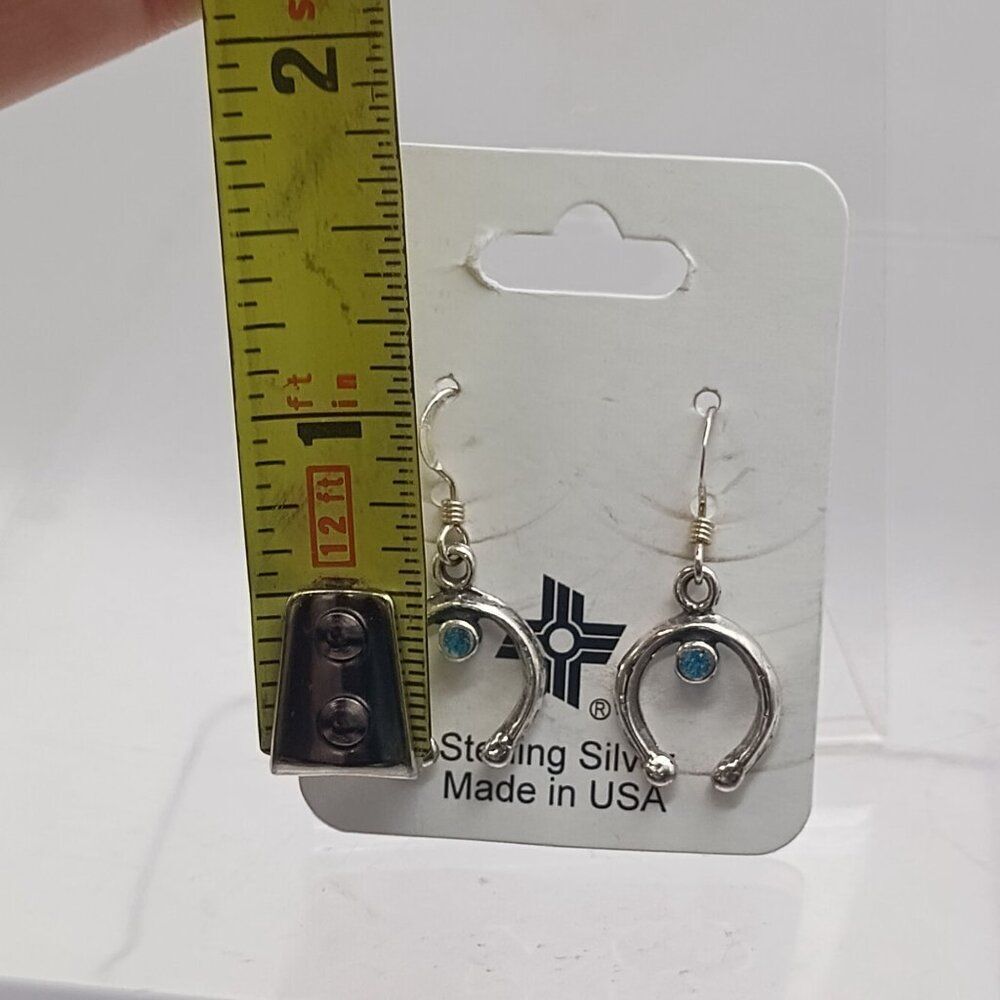 Artisan Sterling Silver Earrings with Blue Accents - Picture 4 of 4